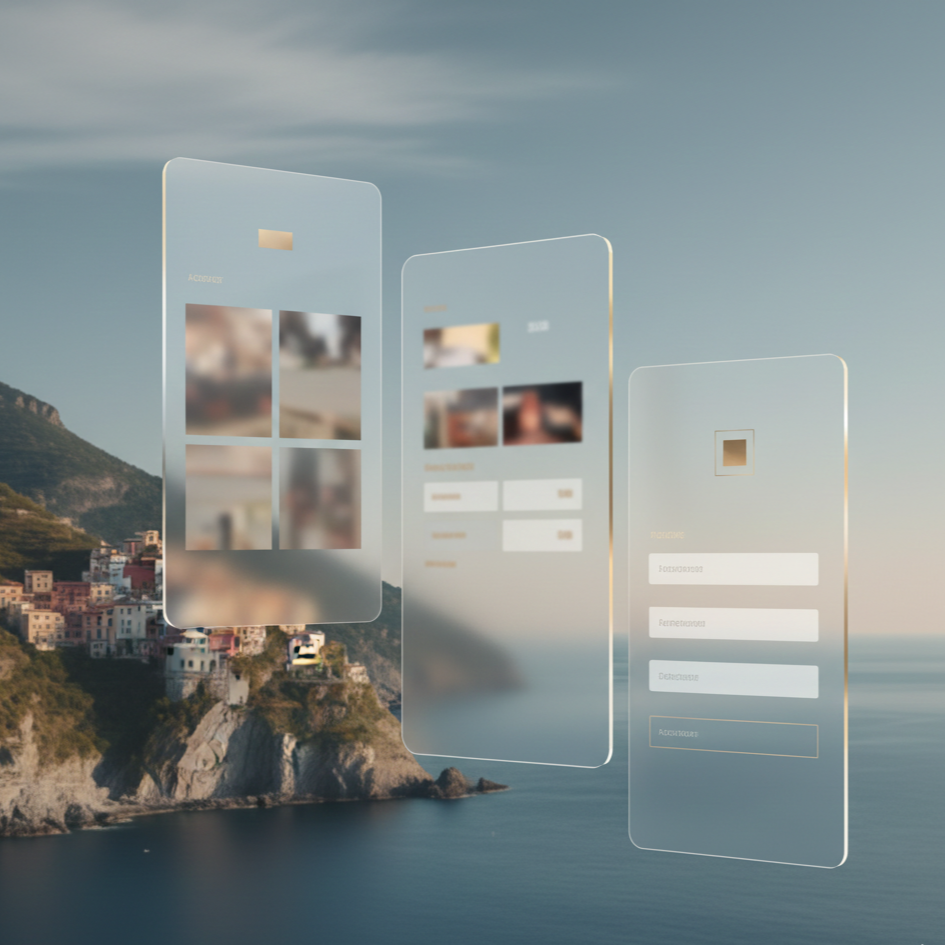 mockup ui ux website travel dan tour profesional dengan latar destinasi wisata alam