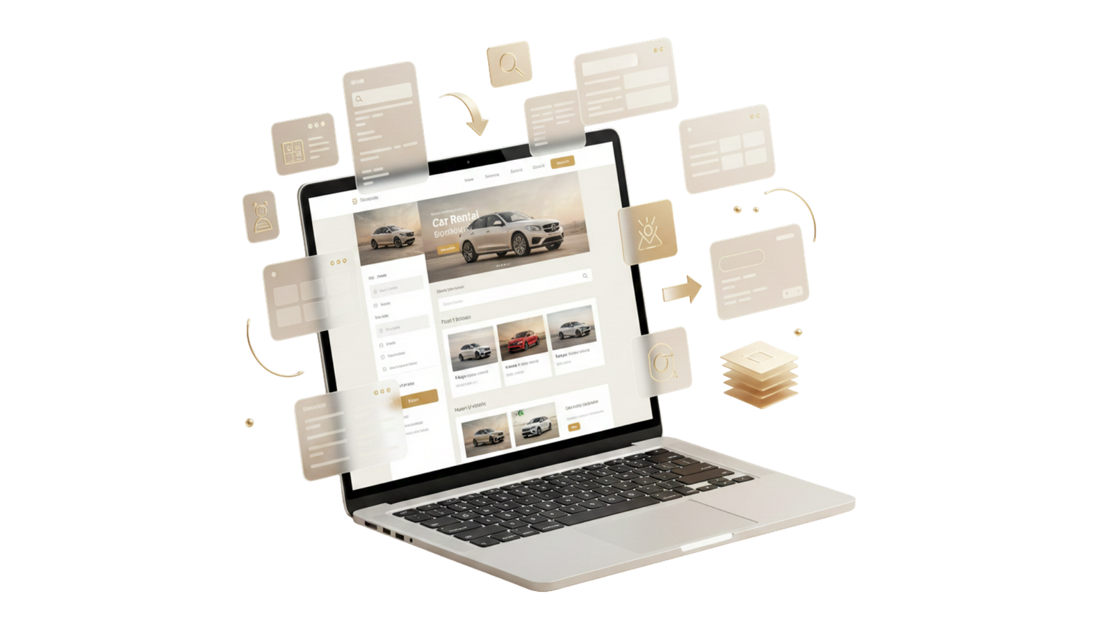 mockup website rental mobil profesional dengan berbagai pilihan armada kendaraan