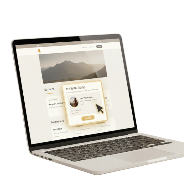 desain ui ux website travel dan tour profesional dengan popup informasi paket wisata