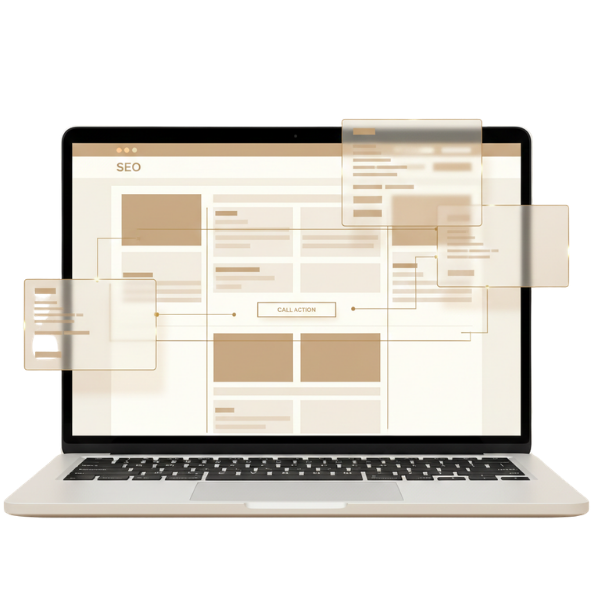 mockup desain website travel dan tour profesional pada layar laptop