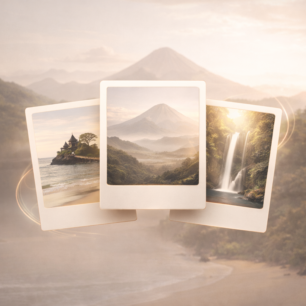 mockup website travel dan tour dengan latar destinasi wisata gunung bromo